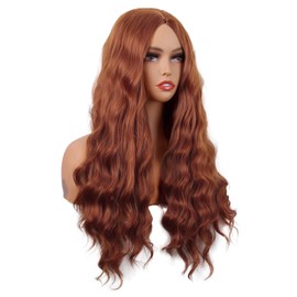 MapofBeauty 70 cm Length Wavy Synthetic Fibre Curly Hair Fibres Replacement Wig for Parties Cosplay Daily Wig (Ginger Orange)
