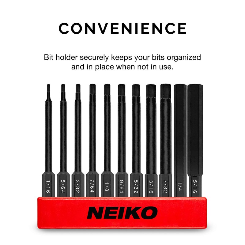 Neiko 01147A Allen Wrench Drill Bits, 11-Piece Hex Drill Bit