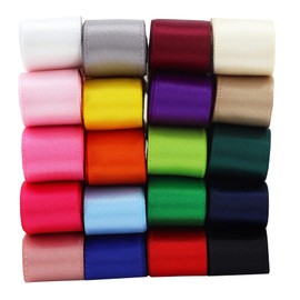 CEYERibon Face Satin Ribbon 20 Full Colour Ribbon Assortment, 16 mm x 1.8 m Each Total 36 m per Pack, for Gift Wrapping Ribbons for Crafts Hair Bands, Wedding Decoration, Bows