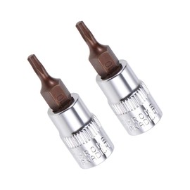TA-VIGOR 2Pcs Torx Bit Socket, 1/4" Drive x T10 CR-V Key Socket, Premium S2 Steel Bits, Torx Bit with 38mm Length for Ratchet Wrench, Torque Wrench, Slide Bar, Impact Power Drills