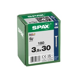 SPAX Wirox 8000000286896 Universal Screw, 3.5 x 30 mm, Pack of 180, Fully Threaded, Phillips Z2, 4CUT