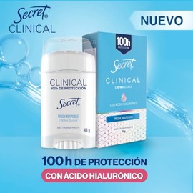 Secret, Desodorante Clinical con Ácido Hialurónico, Fresh Response, 45 GR