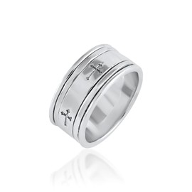 Sechi Holy Cross Meditation Spinning Ring for Women Spinner Rings Fidget Band 925 Sterling Silver Christian Jewelry Size-5