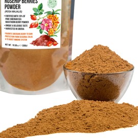 Ground Siberian Rose Hips Flour 300g w Sea Buckthorn Fine Fine Powder Tea from Siberia Altai Mountains Taiga No Added Sugar Resealable Pouch