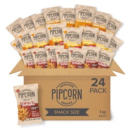 Heirloom Puffed Snacks Variety Pack by Pipcorn - 1oz 24pk - with Cheddar Cheese Balls, Honey BBQ Twists and Cinnamon Sugar Twists, Healthy Snacks, Gluten Free Snacks, Snack Variety Packs, Heirloom Corn