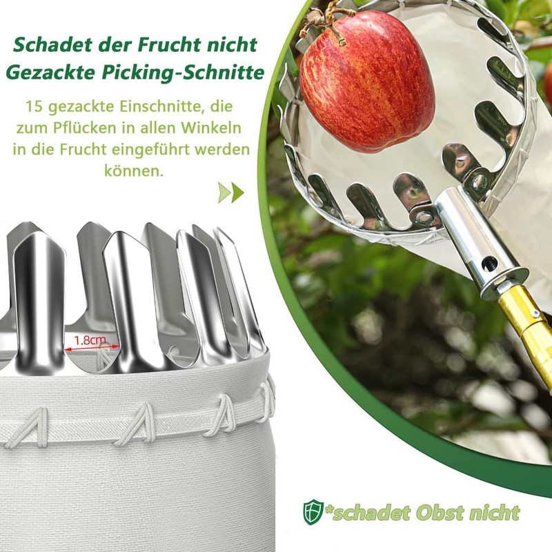 ProLeo Harvest Aid Fruit Picker with Fabric Bag, Apple Picker