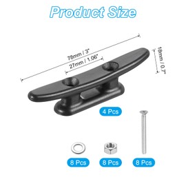 PATIKIL 3 Inch Nylon Boat Dock Cleat 4 Pack Kayak Rope Tie Cleat with Screws for Boat Docks Kayaks Marine Nautical Decor, Black