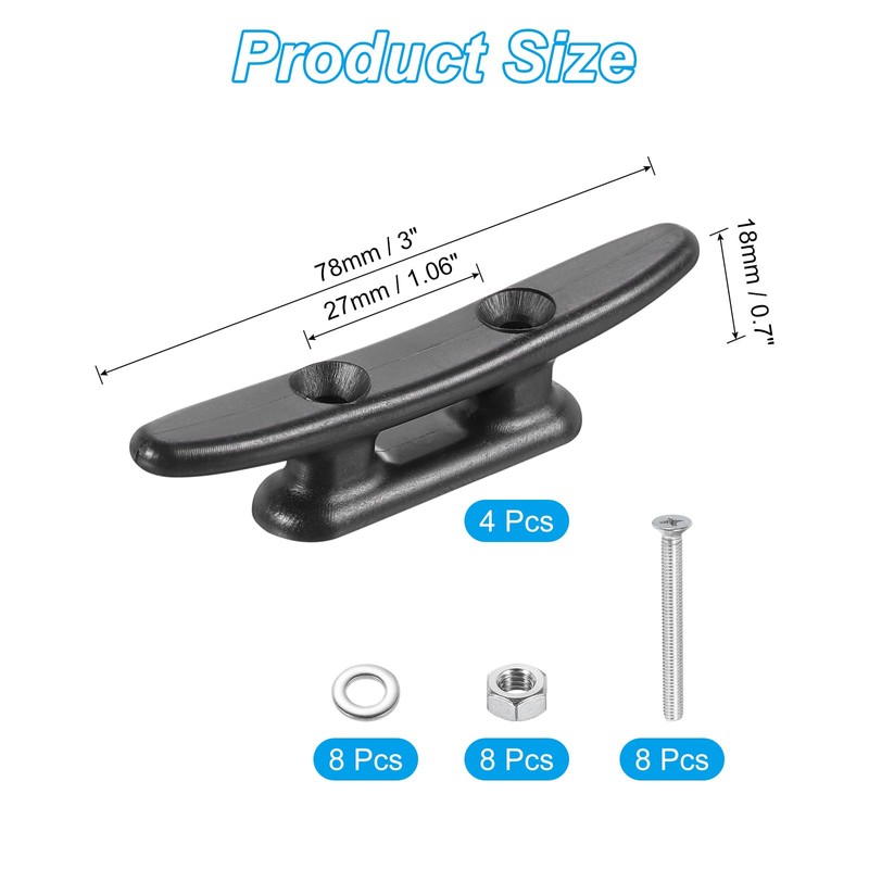 PATIKIL 3 Inch Nylon Boat Dock Cleat 4 Pack Kayak