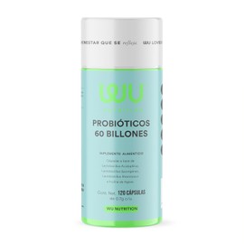 WU Nutrition PROBIÓTICOS 60 Billones | Simbióticos con Prebióticos e Inulina de Agave | Lactobacillus Rhamnosus y Acidophilus para Salud Intestinal y Flora Íntima | Soporte Digestivo, Defensas y pH Balanceado | Sin Gluten ni Lácteos | 120 Cápsulas (2 Meses)
