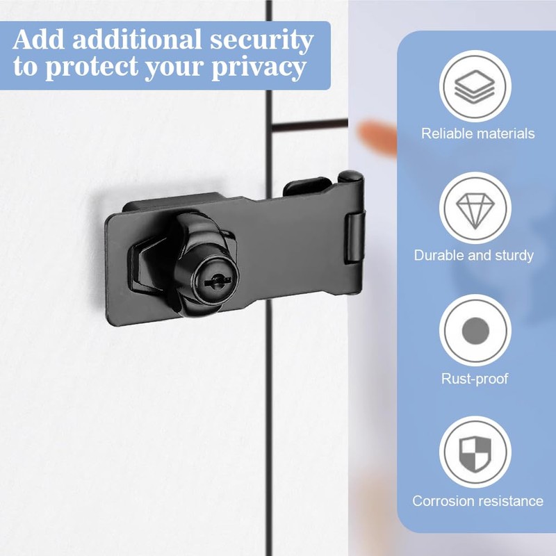 ADERTOS Türschloss mit Schlüssel (Schwarz, 2.5inch)