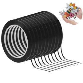 nbeads Pack of 10 660 m Stained Glass Faux Lines, 3 mm PET High Temperature Positioning Tape, Black Gallery Decals, Colour Stickers for Gallery Windows, DIY Art Projects