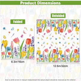 20Pcs Spring Floral Paper Napkins, 13 * 13 In Decorative Flower Cocktail Napkins, Disposable Lunch Dinner Hand Napkin for Spring Decorations Wedding Baby Shower Birthday Party Supplies