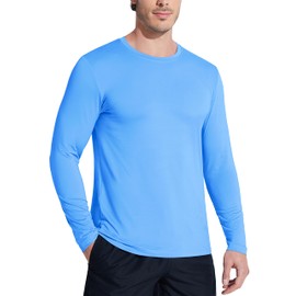 MAGCOMSEN UPF 50 Shirts for Men Long Sleeve Summer Sun Shirts UV Blocking Beach Shirts UPF 50+ Shirts Quick Dry Fishing Shirts Water Blue 2XL