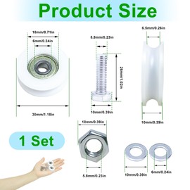 Greenhouse Door Wheels 30mm Sliding Door Wheel Replacement Glass Roller Kits accessories for Greenhouse Garden Glass Home Hotel Shower Door Includes 2 Wheels 2 M6*22 Screws 4 6mm Spacers