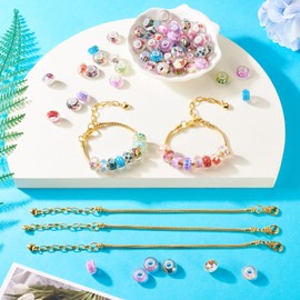 Spritewelry - 78 abalorio europeas de 14 mm, abalorio de resina de gran agujero, abalorio espaciadoras sueltas con patrón de acero inoxidable para hacer pulseras y joyas