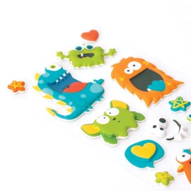 Playhouse Soft Puffy 13-Piece Sticker Sheet for Crafts, Trading & Collecting - Silly Monsters