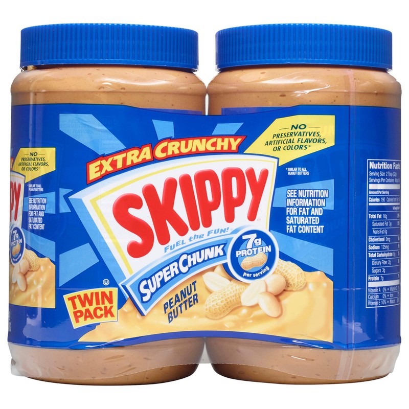 SKIPPY Chunky Peanut Butter, Crunchy Peanut Butter, Twin Pack, 40oz