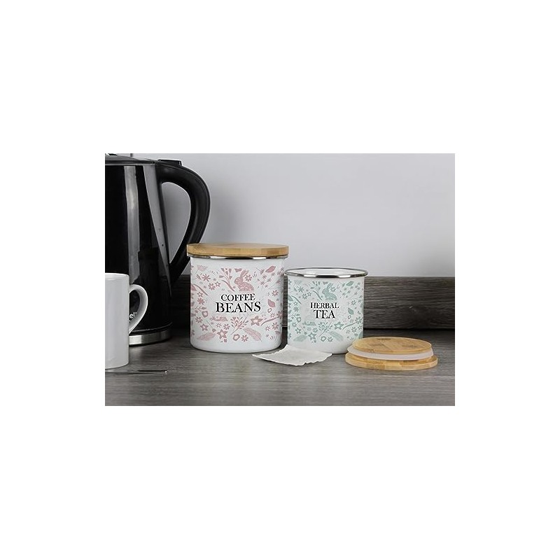 Purely Home Wild Rabbits Decaf Tea Canister - Pink Metal