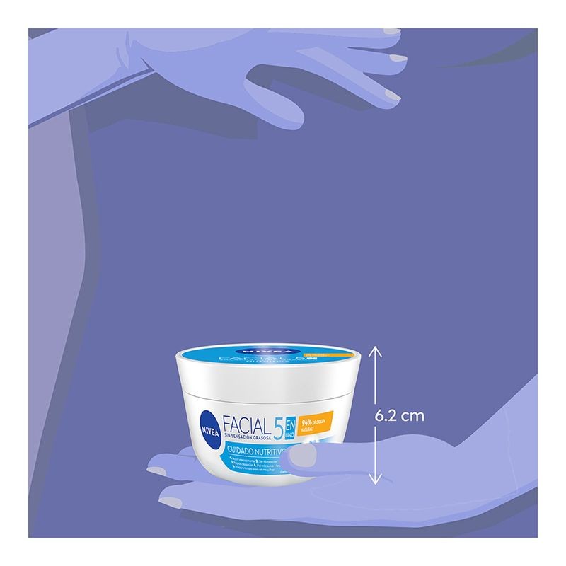 Crema Facial Hidratante NIVEA 5 En 1 Cuidado Nutritivo 200ml