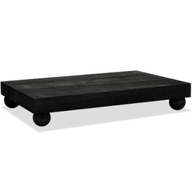 Amyhill Wood Pedestal Stand Kitchen Soap Tray Farmhouse Wooden Riser Stand for Kitchen Bathroom Counter Table Decor Plant Candle Vases Display (Black, 9 x 6 Inch)