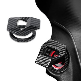 Middrivr Engine Start/Stop Button Cover, Carbon Fiber Zinc Alloy Car Power Control Trim, Push to Start Button Key Ignition Protective Cover, Universal for Civic CRV XRV Challenger Charger CHR
