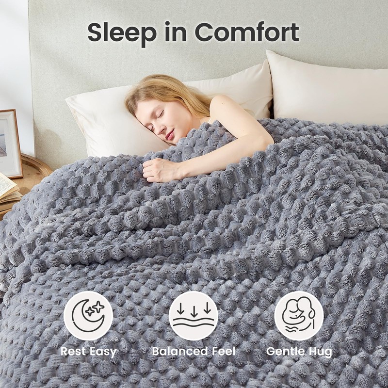 Sherpa Fleece Weighted Blanket for Adults, Queen 60"x80" 15lbs