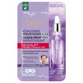 L'Oréal Paris Cooling Eye Masks for Radiant Eye Area, with 0.5% Micro Hyaluronic Acid and 0.5% Caffeine, Revitalift Filler Eye Cloth Masks, Pack of 5