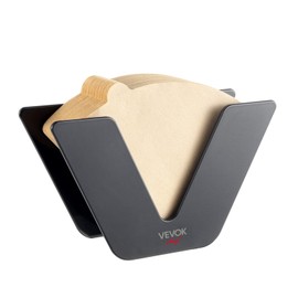 VEVOK CHEF Coffee Filter Holder for #1#2 Filter with 100 pcs #2 Filter Papers Storage Coffee Paper Rack Coffee Filter Black Paper Stand Coffee Accessories for Cone Coffee Filters