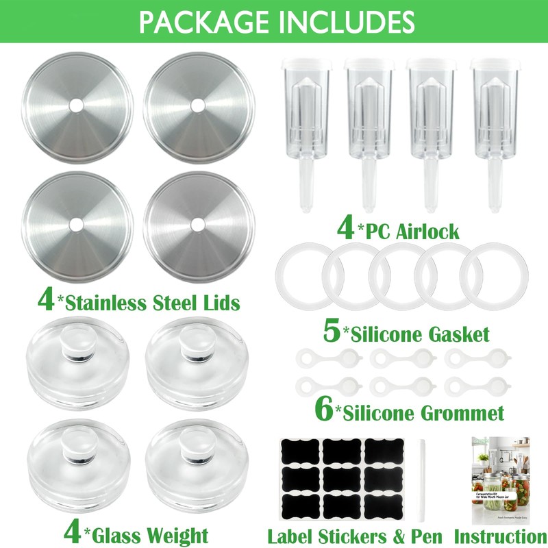 Fermentation Kit for Wide Mouth Mason Fermentation Jar, Fermentation Kit
