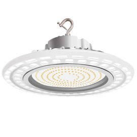 OSTEK UFO LED High Bay Light 240W, 5000K Dimmable Barn Workshop High Bay Lighting Fixture White ETL DLC Listed US Hook 5' Cable (AC100-277V)