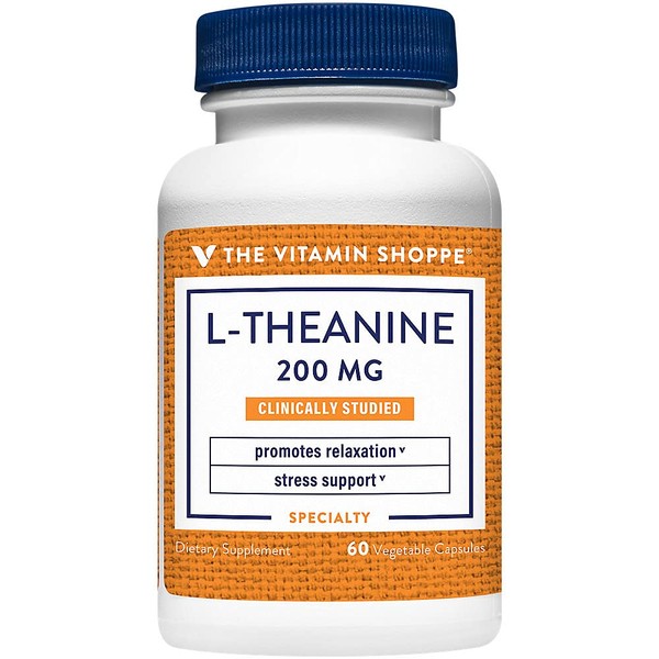 The Vitamin Shoppe L-Theanine 200MG, Clinically Studied Ingredient, Supports Relaxation & Stress (60 Capsules)