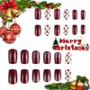 BABALAL Press On Nails Medium Square Fake Nails - Burgundy