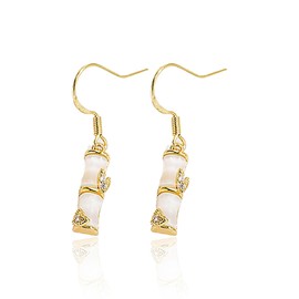 Jade Earrings for Women Natural Hetian Jade Earrings Light Green Jade Bamboo Earrings Dainty Chinese Style Earrings Bamboo Stud Earrings Gifts for Girls