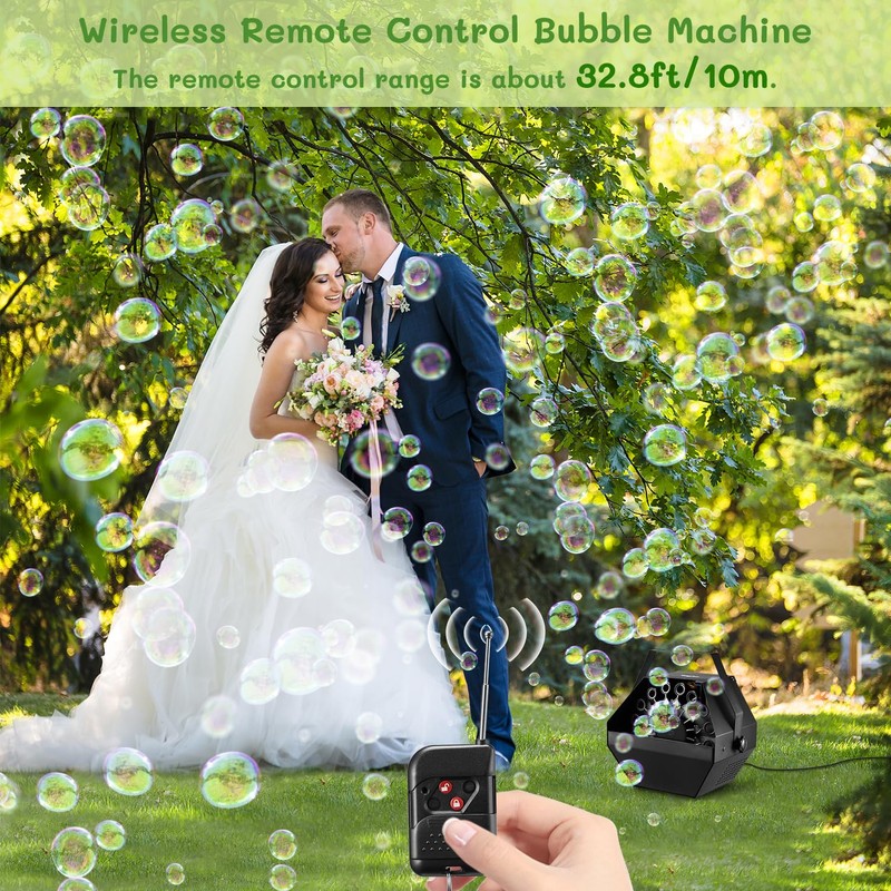 Theefun Bubble Machine: Remote Control 750ML Metal Bubble Blower Machine