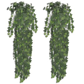 Artificial Plant Set of 2 Green Polyester, Artificial Flora, 241366