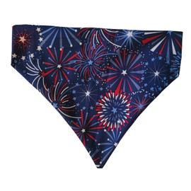 Patriotic Fireworks Over the Collar Dog Bandana That Slips Onto Your Dogs Existing Collar Size (Large)