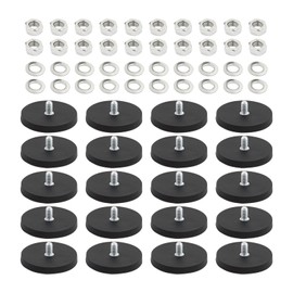 20 Sets Rubber Coated Magnets 24LB M6 Male Threaded Studs Nuts, Neodymium Rubber Coated Anti-Scratch Black Stud Magnet Painted Surface Waterproof Holder for Mounting Led Lighting,Fixtures,Camera
