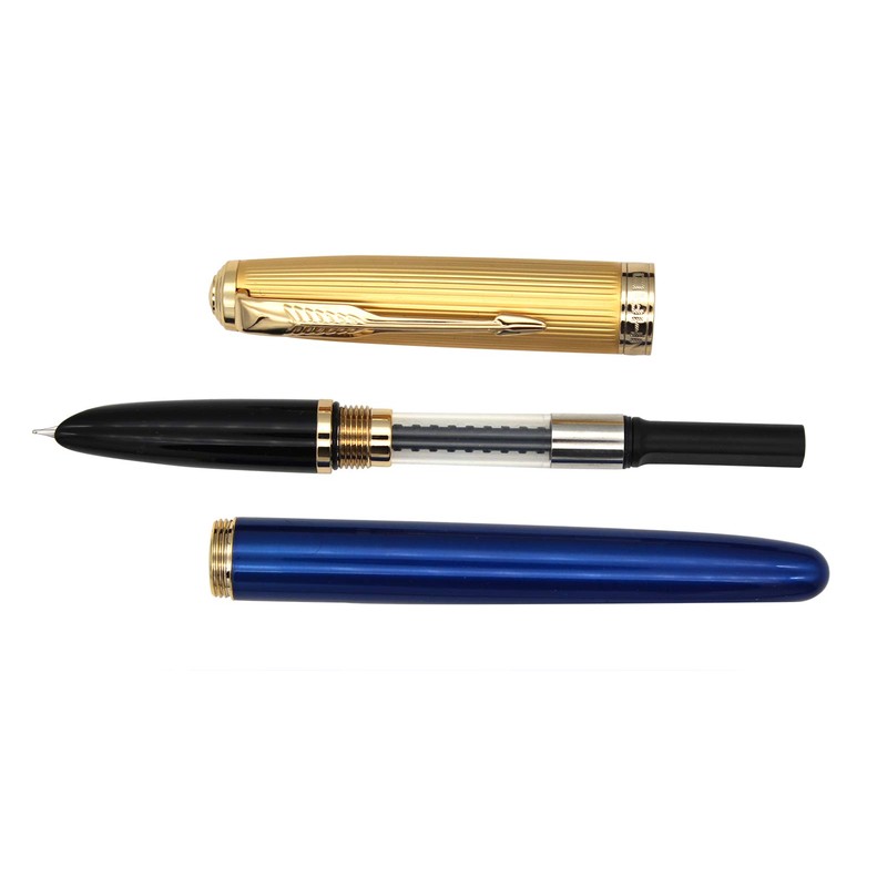 Gullor Fountain Pen with Ink Convertor, Golden Screw-on Cap, Fine