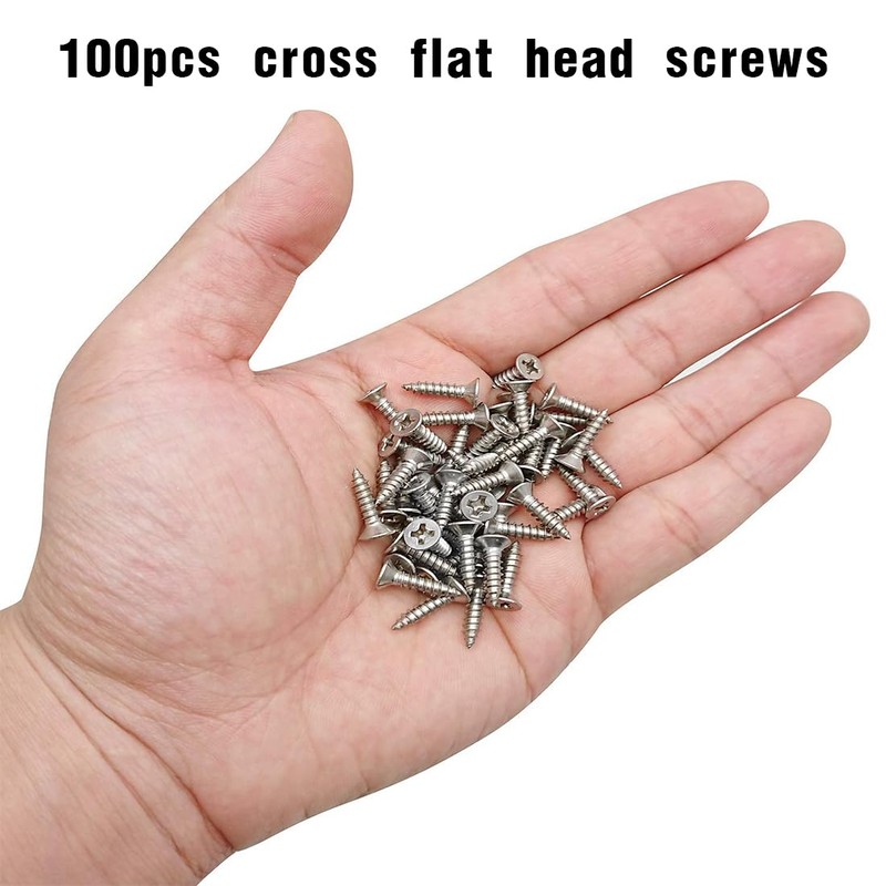 WKRTDY Pack of 100 universal screws, self-drilling screws with cross-shaped