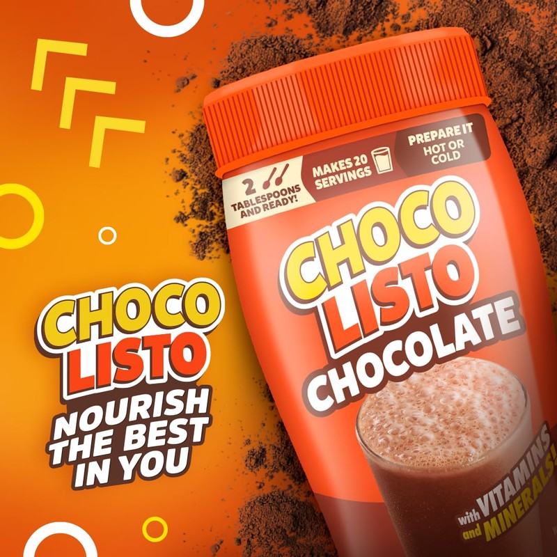 Chocolisto Instant Chocolate Drink, Nutritious Beverage with Vitamins and Minerals,