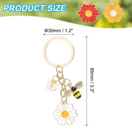 PATIKIL Flower Keychains, Enameled Keychain Cute Flower Honeybee Pendant Keyring Purse Bag Accessories Car Ring Pendant for Handbag Keys, White