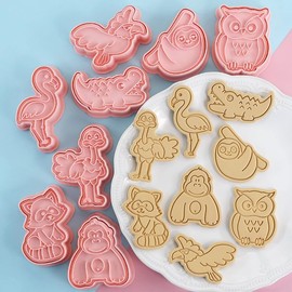 Mini Cookie Cutters for Kids Animal Cookie CuttersWith Plunger Stamps Set,8 Piece 3D Animal Embossing Cutters For Biscuit Fondant Cheese Baking