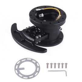 MUTEKI Steering Wheel Hub Quick Release Steering Boss Flip Up Racing Steering Wheel Hub Adapter Removable Snap-off Kit Flip Up Boss Universal (Black)