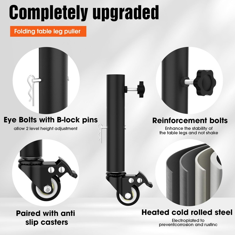 Table Leg Extender with Casters Adjustable 6.3"-7.9" Height 8 Pack