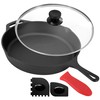 Megachef 12 Inch Pre-Seasoned Cast Iron Skillet with Tempered Glass
