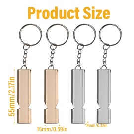 Emergency Survival Whistle, 4 Pcs Emergency Whistles, Double Tubes Safety Whistles, Survival Safety Whistle With Lanyard, for Boating Outdoor Camping Hiking Backpacking Sports, Silver, Gold