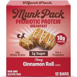 Munk Pack Probiotic Protein Breakfast Bars - 10G Plant Protein, 1G Sugar, 6G Fib