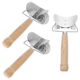 HOLIDYOYO 3Pcs Stainless Steel Dumpling Skin Cutter with Wooden Handle Round Dough Roller for Dumpling Wrapper Maker and Ravioli Mold in Home Kitchen or Restaurant