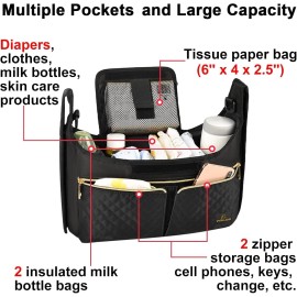Universal Baby Stroller Organizer With Cup Holder, Large Caddy, Non-Slip Straps