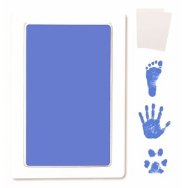 Inkless Large Clean Touch Ink Pad Kit for Baby Footprint, Handprint & Pet Paw Print - No Ink Mess, Clear Print, Smudge Resistant, Long Lasting, Baby Safe, Includes 2 Cardstock(Clean-Touch - Blue)